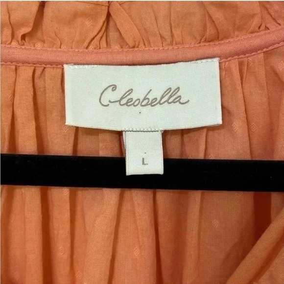 Cleobella Phoenix Blouse Coral Long Sleeve Cotton US Sz Large - Picture 5 of 7